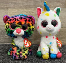 TY Beanie Boos Dotty the Leopard &amp; Harmonie the Unicorn 6&quot; Plush Toys w/ Tags - £6.25 GBP