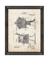 Barber&#39;s Chair Patent Print Old Look with Black Wood Frame - £19.26 GBP+