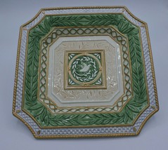 Fitz And Floyd Classics Gregorian wall hanging Green White Gold Square Plate 9x9 - $24.74