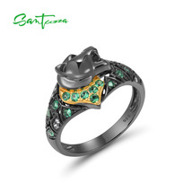 925 Sterling Silver Ring For Women Green Spinel White CZ Black Plating Leopard R - £26.15 GBP