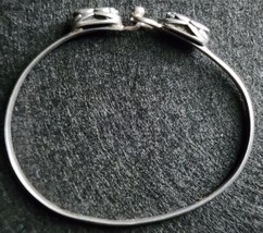  Egyptian Revivial Scarab Sterling Silver Hook Cuff Bracelet Vintage - £77.43 GBP