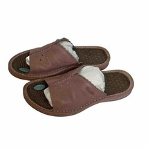 Simple Brand Womens Size 7.5 Leather Sandals Slides Pink Shoes Slip On - £11.17 GBP