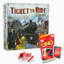 Ticket To Ride EUROPE Days of Wonder Train Adventure Board Game Free UNO Card - £45.80 GBP