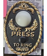 Halloween Haunted Hollow Haunted House Doorbell Press Eye Lights-Up &amp;Tal... - $28.70