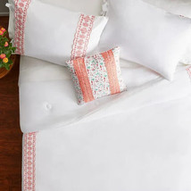 2 New Pioneer Woman White &amp; Coral Lace Standard Pillow Shams Covers - £10.32 GBP