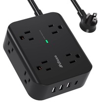 Power Strip Surge Protector - Flat Plug Wall Mount 8 Wide Outlets with 4 USB ... - £14.34 GBP