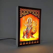 Maa Durga Photo Frame With Light wall decor mandir pooja temple lamp diwali - £25.71 GBP
