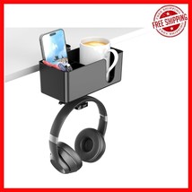 Stylish Black 4-in-1 Desk Organizer - Easy Install Headphone &amp; Cup Holder - $36.85
