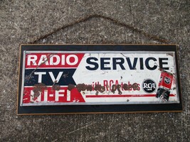 Antique RCA Radio Tv Wi-Fi Service Repair Metal Sign Advertisement - £358.52 GBP