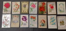 Birthday Greetings Antique Lot 14 Ephemera Postcards Sent/Unsent 1906 Collection - £21.93 GBP
