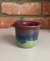 An item in the Pottery & Glass category: Neher Pottery Art Small Creamer Pink Green Blue 2.25”
