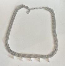 Landau Tear Drop Necklace With Clear Rhinestones, 16”. - $4.95