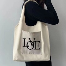 Canvas Bag Women Shoulder Bag Harajuku Cotton Shopping Bag Retro Literary Ladies - £9.56 GBP
