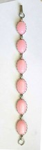 Elegant Pink Moonstone Lucite Silver-tone Bracelet 1960s vintage 7 1/4&quot; ... - $17.95
