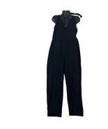 June &amp; Hudson Jumpsuit Women Sz 1/L Black Sleeveless Lace Trimming Dressy - $12.80