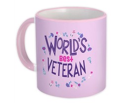 Worlds Best VETERAN : Gift Mug Great Floral Profession Coworker Work Job - £15.95 GBP