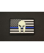 US Spartan Flag Thin Blue Line PVC Glow In Dark Police Uniform Patch - $139.91 MXN