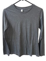 Bella T shirt Womens S Gray Long Sleeved Round Neck 100% Cotton Plain Solid - £10.16 GBP