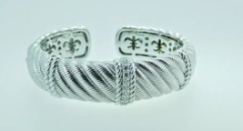 Sterling Silver 925 Judith Ripka CZ Hinge Cuff Bracelet SIZE LARGE - $197.01