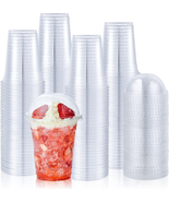 [100 Sets 12 Oz Clear Plastic Cups with Dome Lids, Disposable Plastic Dr... - £22.21 GBP