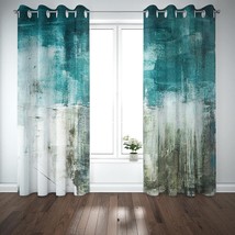 Teal Blackout Curtains Tomwish Farmhouse Window Curtains Abstract Art Painting - £72.73 GBP