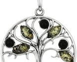New 18&quot; Green Amber Gem Stone Sterling Silver Tree Pendant Necklace NWT - £26.54 GBP