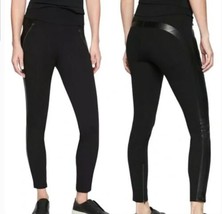 Athleta 16 Sienna Ankle Zip Faux Leather Ponte Knit Leggings Stretch - $48.23