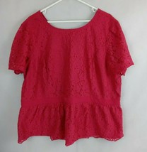 Jessica London Dark Pink Lined Lace Floral Blouse Size 22 - £15.74 GBP