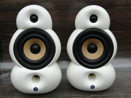 A Matched Pair Of Scandyna Smallpod Hi-Fi Stereo Speakers In White No.16 - $284.98