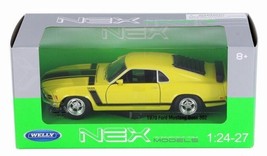 Ford Mustang Boss 302 1970 1/24 Diecast Model by Welly - YELLOW w/ WINDO... - $34.64