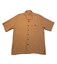 Paradise Cove 100% Silk Button Up Shirt Peach Mens Large Short Sleeve - £11.35 GBP