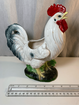 NAPCO Ceramic Rooster Planter-Vintage Farmhouse White/Red Figurine 8” EUC - £17.54 GBP