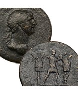 TRAJAN. Radiate Dupondius. Emperor with two Trophies SC. Large Roman Emp... - $251.72 CAD