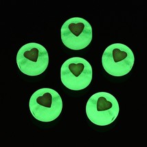 10 Glow In The Dark Heart Beads Round Coin Celestial Jewelry Making 7mm ... - $1.85