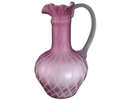 Large Vintage Murano Mother of Pearl Satin Art glass pitcher - $140.33