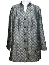 Coldwater Creek Jacket Women&#39;s 2X Gray Textured Satin Workwear Career Pl... - £17.36 GBP