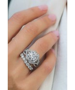 Juego de anillos de boda para novia, diamante de talla redonda de 3,45... - £236.07 GBP