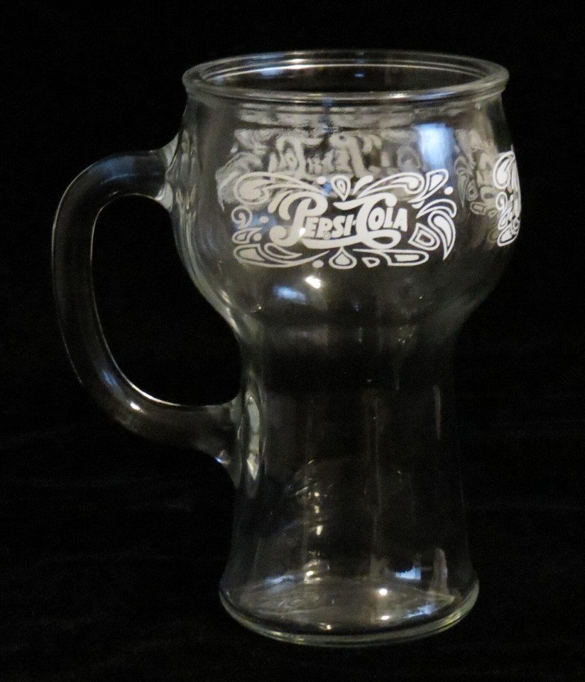 Vintage 1970&#39;s Pepsi Cola Clear Glass Handled Soda Fountain Mug - $4.90