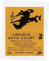 Lincoln Auto Court Business Card US 30 Cheyenne Wyoming Bucking Bronco  - £16.36 GBP