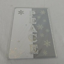 Paper Magic Group Christmas Greeting Card Peace Snowflakes Raised With Envelope - £3.12 GBP