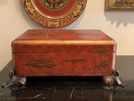 Theodore Alexander Chinoiserie Decorative Wood Footed Egyptian Hinged Box - £394.88 GBP