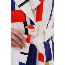 Sienna Abstract Art Leather Women Jacket – Red Navy Edition image 2