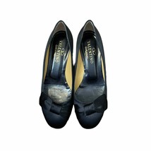 Valentino Garavani Kitten Bow Heels Toe Slip On Pumps Black Shoes 39 Women  - £159.23 GBP