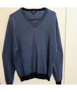 Brooks Brothers 346 Sweater L Large Blue Supima Cotton V Neck Pullover - £18.57 GBP