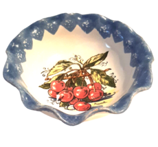 Fluted Cherry Ceramic Bowl Hand Painted Sorrento Italy Signed Bacciarelli - £22.05 GBP