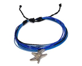 Mia Jewel Shop Silver Metal Starfish Charm Dangle Multicolored Multi Strand Stri - £11.15 GBP