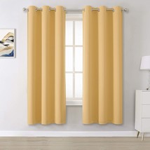 Yellow Curtains 63 Inches Long-Blackout Curtain Panels For Bedroom Room - £30.59 GBP