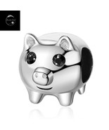 Genuine Sterling Silver 925 Cute Pig Animal Bead Charm For Family Birthd... - $22.37
