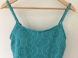 Catalina Womens Blue Teal Green One Piece Lace Swimsuit Bathing Suit Large 12/14 - £23.44 GBP