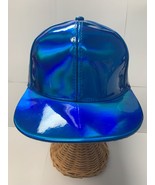 Pretty baseball cap hat PU unisex women laser duckbill solid blue adjust... - $491.35 MXN